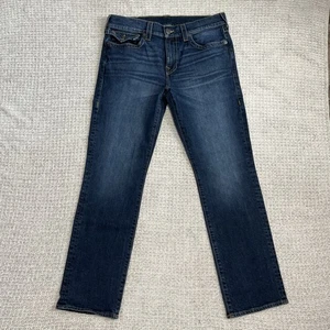 True Religion Jeans Men 34x31 Ricky W/Flaps Relaxed Straight Leather Patch Pants - Picture 1 of 5