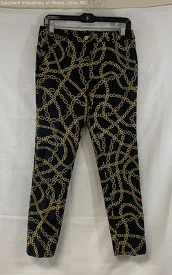 Michael Kors Women's Black Gold Chain Link Print Samantha Pants Size 4 - Image 1 of 3