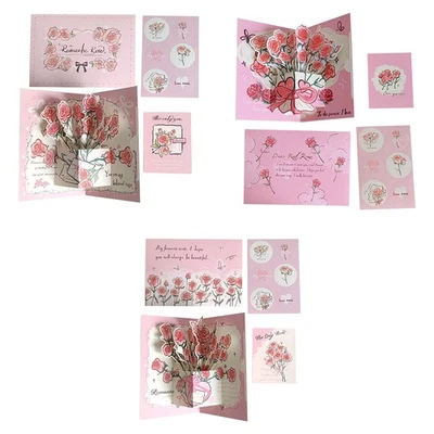 3Pack 3D Paper Pop up Greeting Cards Flower for Mother's Day Birthday Anniversry - Image 1 of 4