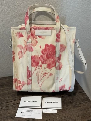 Bolso de Hombro Balenciaga Mujer Beige Crema Blanco Rosa Estampado Floral 2 Vías Foto 1 de 4