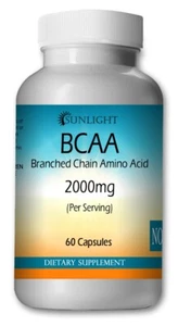 BCAA Capsules 2:1:1 2000mg - Premium Quality 60 Capsules - By Sunlight Free Ship - Picture 1 of 2