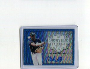 2020 Leaf Perfect Game All-American Metal Blue Wave Michael Braswell Auto 4/9