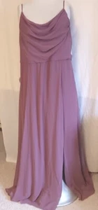 David's DB Studio Celebrate Gown 22 Mauve Draped Bodice Front Slit NEW - Picture 1 of 7