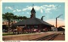Old Ma Postcard Union Station Athol Railroad Depot Train Worcester County Vtg