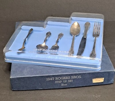 Vintage 1847 Rogers Bros Step Up Set Silverware For Children Monogrammed G  Wbox - Image 1 of 4