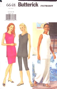 Butterick 6648~Miss Petite Tunic-Skirt-Pants-Fit. Bias Top-Straight Skirt~12-16 - Picture 1 of 4