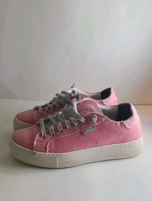 P448 Tenis Rosa Para Mujer Talla EU 40 US 9.5-10 Zapatos con Cordones-Limpios-Hechos en Italia Foto 1 de 4