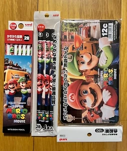 Super Mario Bros. Illumination Movie Pencils and Colored Pencils Lot Japan - Picture 1 of 7