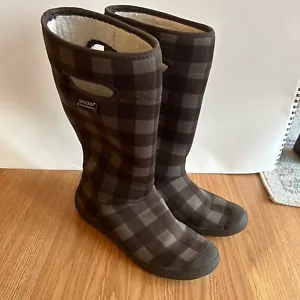 Bogs Summit Buffalo leichte wasserdichte Damenstiefel 7 grau & schwarz kariert - Bild 1 von 13