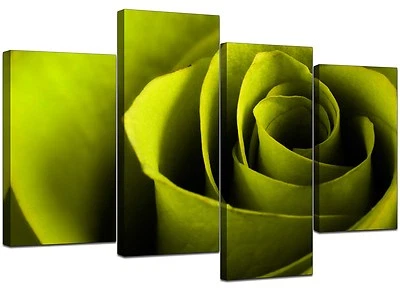 Large Lime Green Rose Floral Canvas Wall Art Pictures Prints XL 4110 - Image 1 of 4