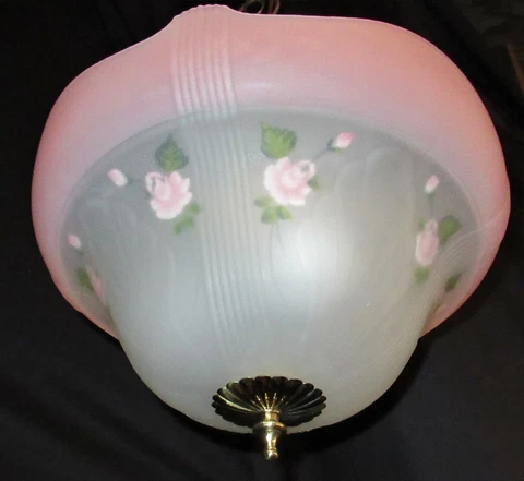 Vintage Victorian Flower Flush Mount Glass Shade Chandelier Ceiling Fixture Sign Cover