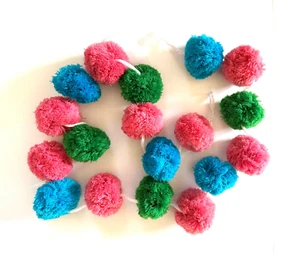 Pom Pom Garland Bright Summer Party Festive 6' Long with Large Soft Fluffy Balls - Picture 1 of 3