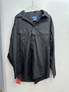 Wrangler men’s 16 1/2–33 vintage black denim pearl snap shirt Cowboy Rodeo Work - Picture 1 of 8