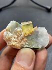 28.7g Exquisite Purple Window transparent Yellow cubic fluorite mineral crystal