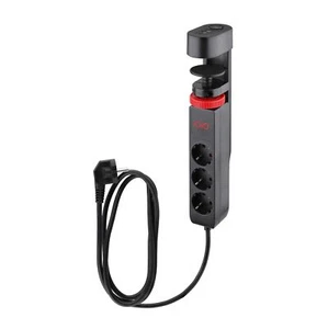 Steckdosenleiste Tischhalterung 3-fach Schutzsteckdose USB-A USB-C Slot schwarz - Picture 1 of 7