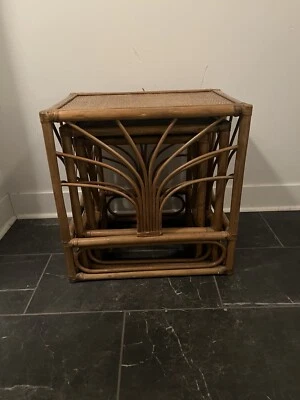 Rattan and Wicker Nesting Tables - Set of 3 PICKUP ONLY - Image 1 of 3