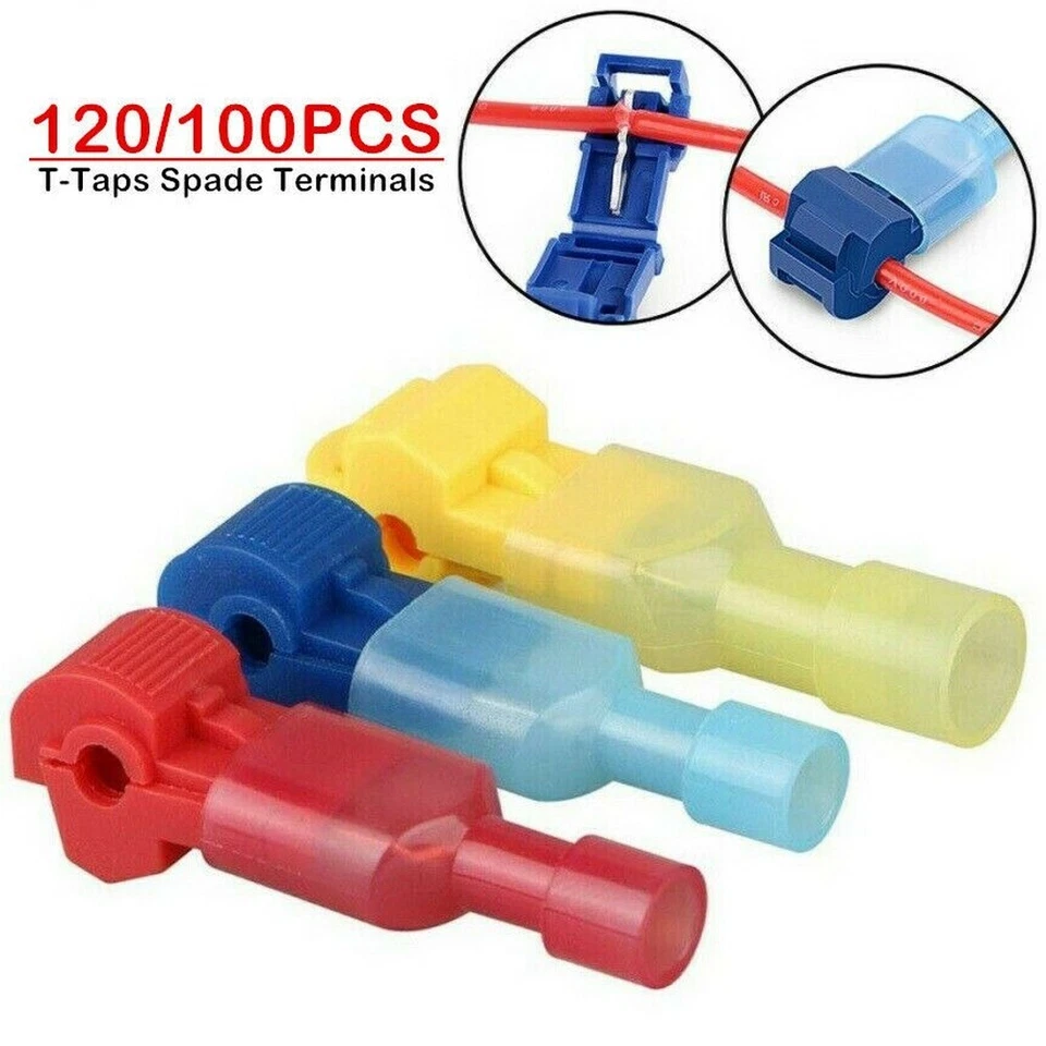 120/100X 22-10AWG Insulated T-Tap Quick Splice Combo Wire Terminal Connector Kit - Image 1 of 4