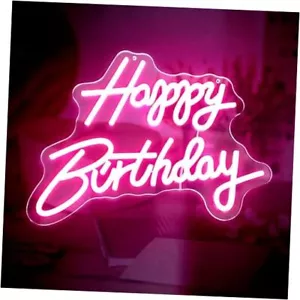 Large Happy Birthday Neon Sign, Led Signs for Wall Decor, Light happy birthday - Picture 1 of 7
