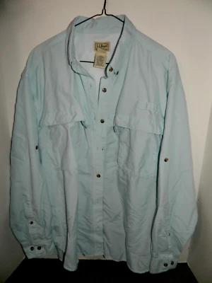 L.L. Bean Womens XL Fishing Vented Utility Pocket Long Sleeve Shirt Sky Blue - Image 1 of 4