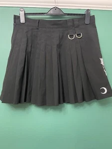 Hell Bunny Damaged Society Pleated Skirt. Size UK14. Large. Rose & Dagger Motif - Picture 1 of 7