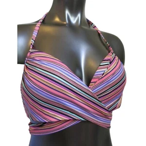 Victoria's Secret Multi Geo Stripe Foil The Wrap Halter Swim Top 32D - Picture 1 of 3