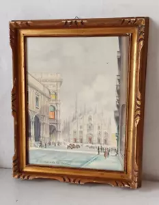 QUADRO ACQUERELLO ANNI 60 " IL DUOMO DELLA VIA MERCANTE" - MILANO ( NON FIRMATO) - Imagen 1 de 9