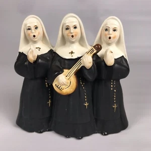 Vintage 3 Singing Nuns Porcelain Figurine Catholic Christian Choir - Japan - Picture 1 of 10