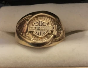 Harley Davidson Bar Shield Tri Color Ring 10k Gold, 9.5Not Worn Much Great Shape - Picture 1 of 8