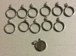 12 COIN BEZELS, NICKEL PLATED, 1 CENT SIZE - Picture 1 of 2