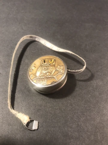 Antique Mini Ornate Tape Measure/ Owl/ Art Deco/ Germany Circa 1940 Cover