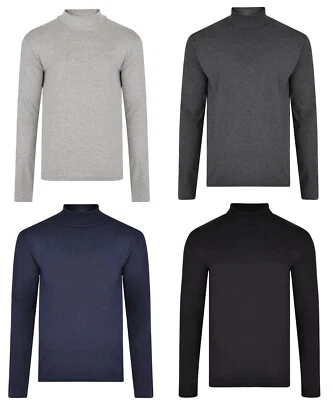 MENS ROLL NECK LONG SLEEVE COTTON POLO TURTLE NECK UK SIZES M,L,XL,XXL,XXXL NEW