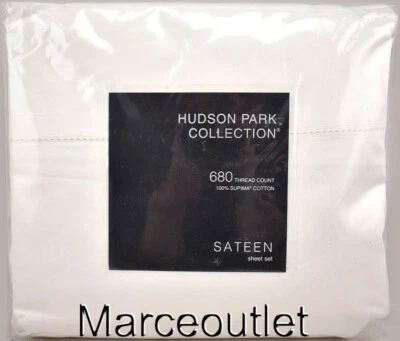 Sábanas ajustables y planas blancas Hudson Park 680 hilos de algodón Supima Queen Foto 1 de 4