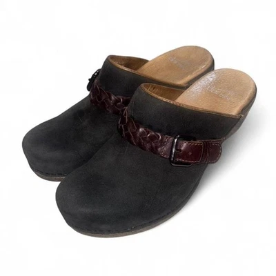 Zuecos Dansko Melanie Mules verde oscuro cuero trenzado marrón hebilla con talla 38 Foto 1 de 4