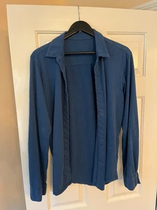 Velvet Brand Mens Long Sleeve Blue Shirt Jacket Size M Unusual Button Hole Desig - Picture 1 of 6