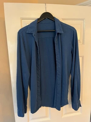 Velvet Brand Mens Long Sleeve Blue Shirt Jacket Size M Unusual Button Hole Desig - Image 1 of 4