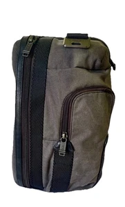 TUMI Morado Sling Crossbody Day Bag Gray Plaid with Black Trim - Picture 1 of 14