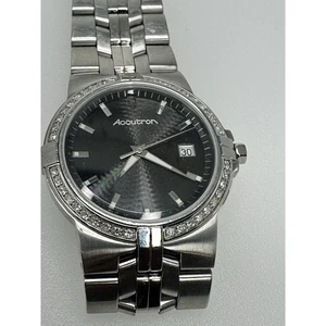 Bulova Accutron Greenwich Uhr Diamant Lünette schwarzes Zifferblatt Edelstahl Herren - Bild 1 von 9