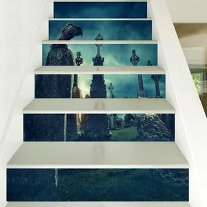 Halloween 3D Waterproof Stair Wall Tombstone Stickers for Home Decoration - Picture 1 of 9
