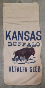 Vintage 15"x34" Büffel Grafik Kansas gewachsen Büffel Luzerne Samen Stoff Sack - Bild 1 von 4
