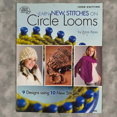Learn New Stitches on Circle Looms Anne Bipes Loom Knitting Pattern Book 9 Desig - Image 1 of 4