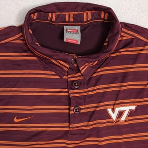 Virginia Tech Hokies Nike Team Striped Embroidered Short Sleeve Polo Men L - Picture 1 of 9