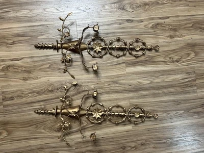 Par de apliques de vela de pared de 2 brazos Austin Italian Tole Hollywood Regency AC0195 Foto 1 de 4