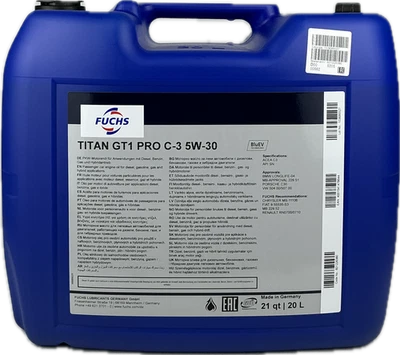 20 Liter Fuchs Titan GT1 Pro C-3 5W-30 Motoröl für VW-BMW-MB (5,38 EUR/l) - Bild 1 von 4