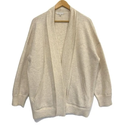 Cárdigan Suéter Skies are Blue Pointelle Talla 2X Crema Brezo Canguro Bolsillo Foto 1 de 4