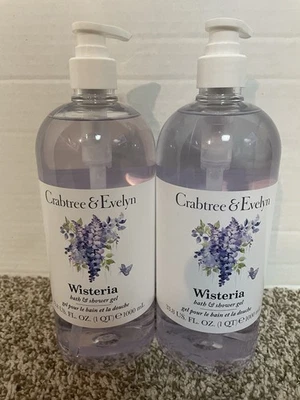 2 Jumbo Crabtree & Evelyn - Glicina - Gel de baño y ducha 33,8 FL. OZ. Cada NUEVO Foto 1 de 2