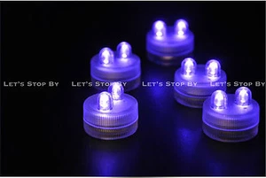 10 PURPLE SUPER Bright Dual LED Tea Light Submersible Floralyte Party Wedding - Picture 1 of 2