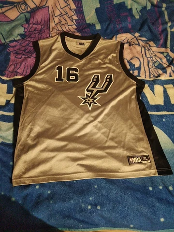 San Antonio Spurs Men's NBA Pau Gasol V-Neck Mesh Jersey #16 Gray/Black XL Cover