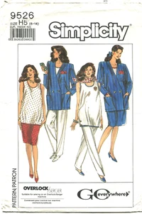 Pantalones de maternidad Simplicity 9526 top vintage 1989 patrón de costura sin cortar talla 6-14 - Imagen 1 de 2