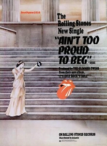 1974 The Rolling Stones "Ain't Too Proud To Beg" Music Industry Promo Reprint Ad - Picture 1 of 1