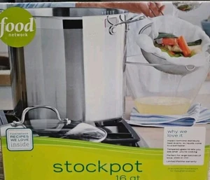 16 Qt. Stockpot Food Network Stainless Steel Flat Bottom Stock Pot Handles Kohls - Picture 1 of 7